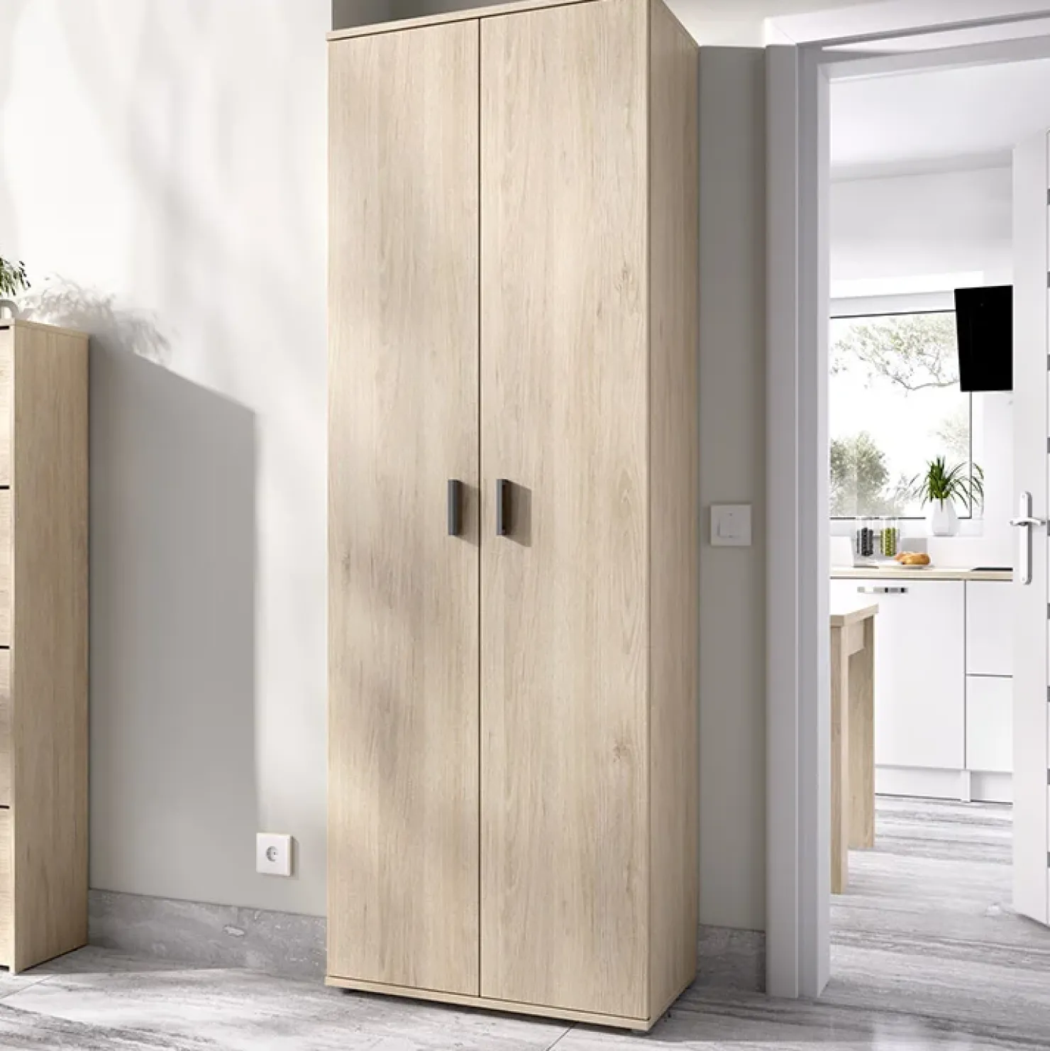 Garnero Arredamenti Armadio 61x190h cm due ante con ripiani multiuso legno Ander Discount
