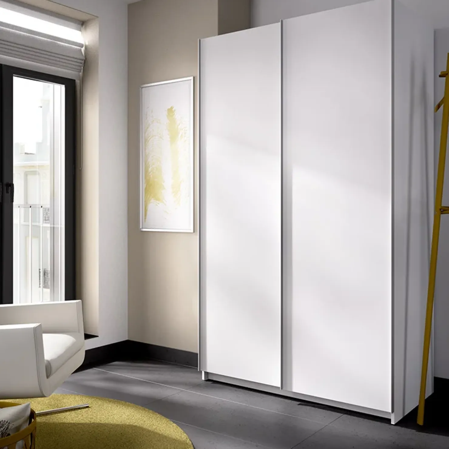 Garnero Arredamenti Armadio 120x204h cm due ante scorrevoli bianco Daniel Discount