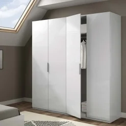 Garnero Arredamenti Armadio 180x200h cm moderno 4 ante bianco lucido Mike Gihome® Outlet