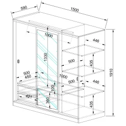 Garnero Arredamenti Armadio 150x191h cm scorrevole con specchio Collodi Rovere Rustico Hot