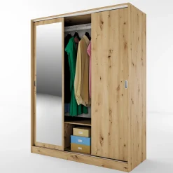 Garnero Arredamenti Armadio 150x191h cm scorrevole con specchio Collodi Rovere Rustico Hot