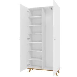 Garnero Arredamenti Armadio 90x190h cm soggiorno 2 ante con specchio bianco rovere Clea New