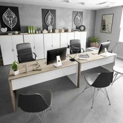 Garnero Arredamenti Arredo ufficio completo bianco opaco rovere natura Work 2 Hot