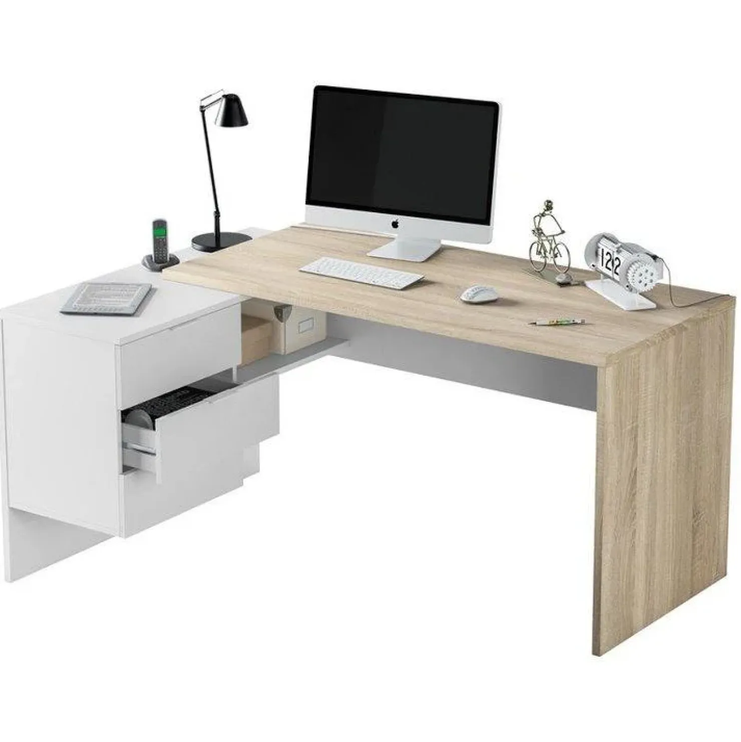 Garnero Arredamenti Arredo ufficio completo bianco opaco rovere natura Work 2 Hot