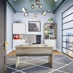 Garnero Arredamenti Arredo ufficio completo moderno rovere bianco antracite lucido Time 23