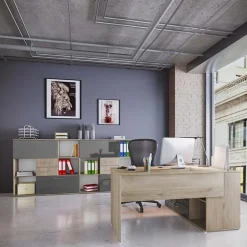 Garnero Arredamenti Arredo ufficio completo moderno rovere antracite lucido Time 21 New