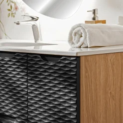 Garnero Arredamenti Base bagno sospesa 30x60h cm 1 anta nero rovere Swim Nero - Rovere Discount