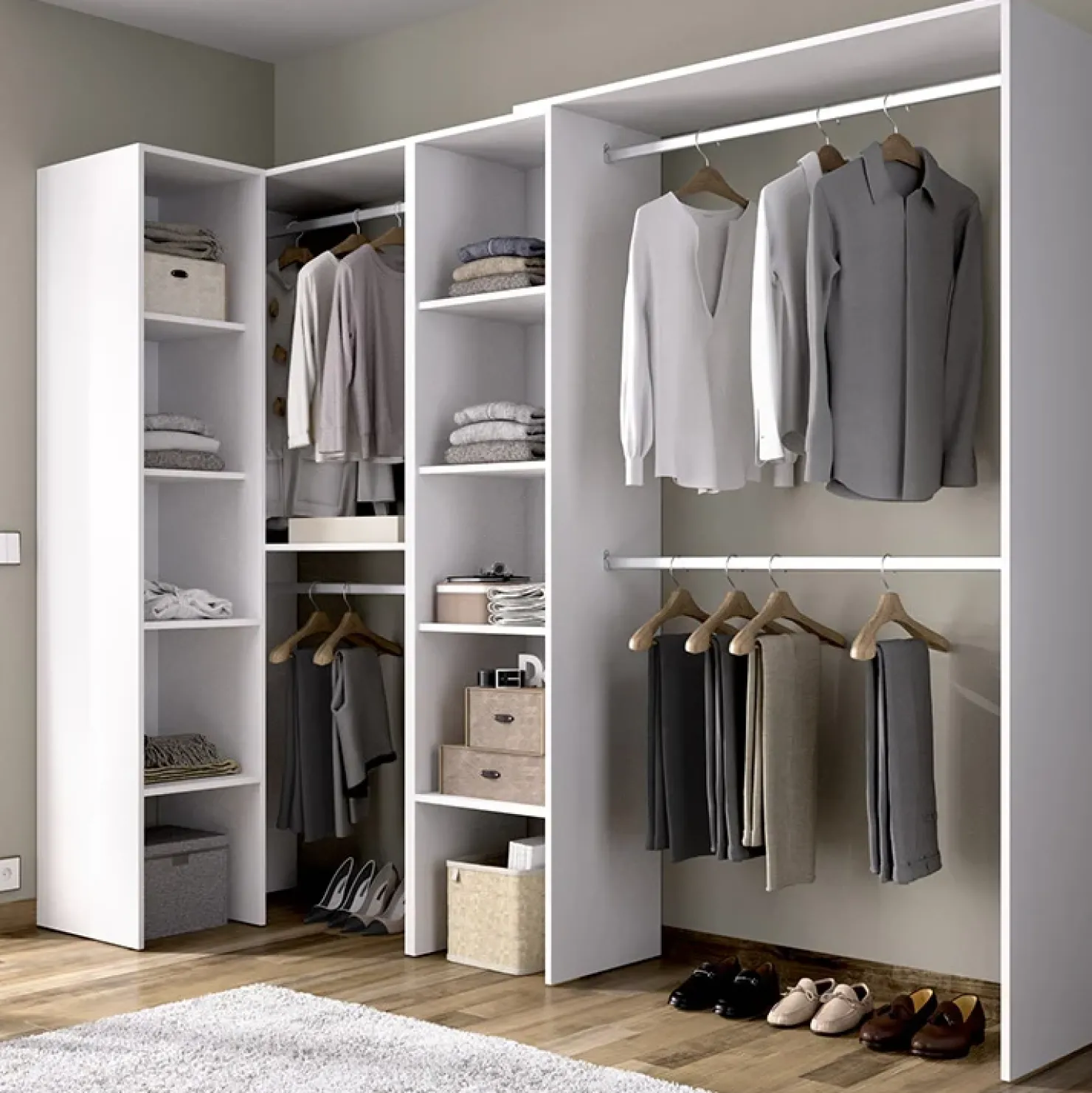 Garnero Arredamenti Cabina armadio angolare 228x187h cm 4 scomparti bianco Rincon Bianco Opaco Best