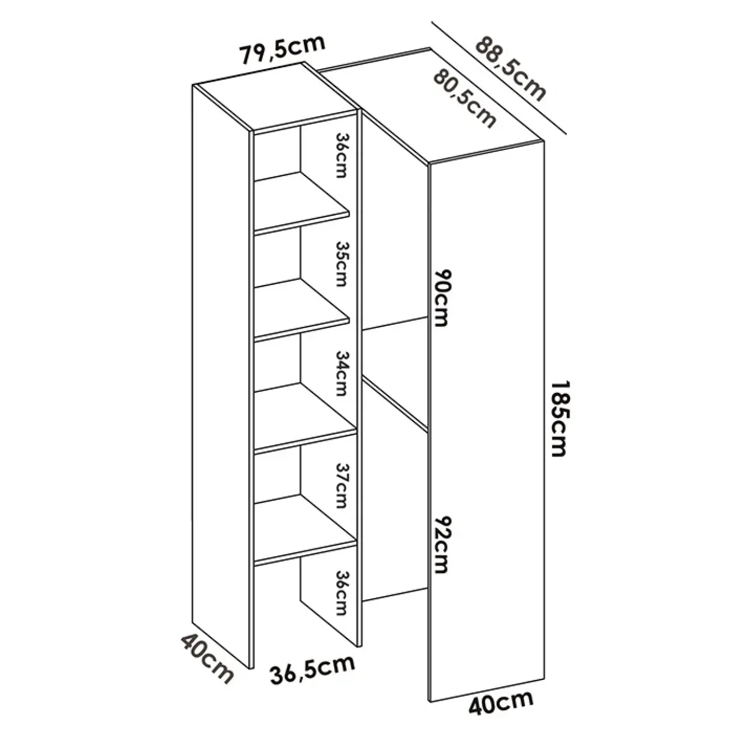 Garnero Arredamenti Cabina armadio angolare 228x187h cm 4 scomparti bianco Rincon Bianco Opaco Best