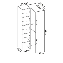 Garnero Arredamenti Cabina armadio angolare 226x186h cm 3 scomparti con appendiabiti bianco Soler Best