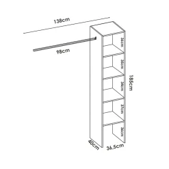 Garnero Arredamenti Cabina armadio angolare 226x186h cm 3 scomparti con appendiabiti bianco Soler Best
