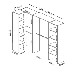Garnero Arredamenti Cabina armadio angolare 248x187h cm 4 scomparti noce Rincon Rovere New