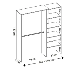 Garnero Arredamenti Cabina armadio angolare 248x187h cm 4 scomparti noce Rincon Rovere New
