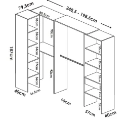 Garnero Arredamenti Cabina armadio angolare 248x187h cm 4 scomparti noce Rincon Rovere New