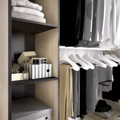 Garnero Arredamenti Cabina armadio estensibile 180x205h cm design aperto con tenda rovere grafite Vivid