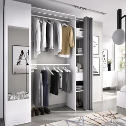 Garnero Arredamenti Cabina armadio 177x205h cm 1 anta con specchio moderno bianco grigio Gonzalo New