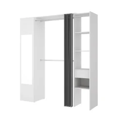 Garnero Arredamenti Cabina armadio 177x205h cm 1 anta con specchio moderno bianco grigio Gonzalo New