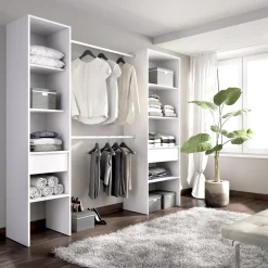 Garnero Arredamenti Cabina armadio 200x185h cm 10 ripiani 2 cassetti allungabile bianco Martin Clearance