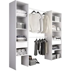 Garnero Arredamenti Cabina armadio 200x185h cm 10 ripiani 2 cassetti allungabile bianco Martin Clearance