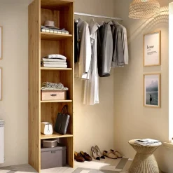 Garnero Arredamenti Cabina armadio 138x185h cm 4 ripiani con appendiabiti rovere noce Fernando Rovere Rustico Sale