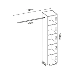 Garnero Arredamenti Cabina armadio 138x185h cm 4 ripiani con appendiabiti rovere noce Fernando Rovere Rustico Sale