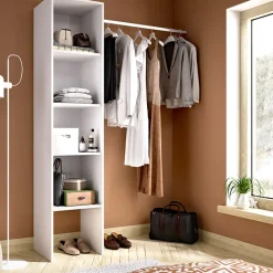 Garnero Arredamenti Cabina armadio 138x185h cm 4 ripiani con appendiabiti bianco Fernando Bianco Opaco Clearance