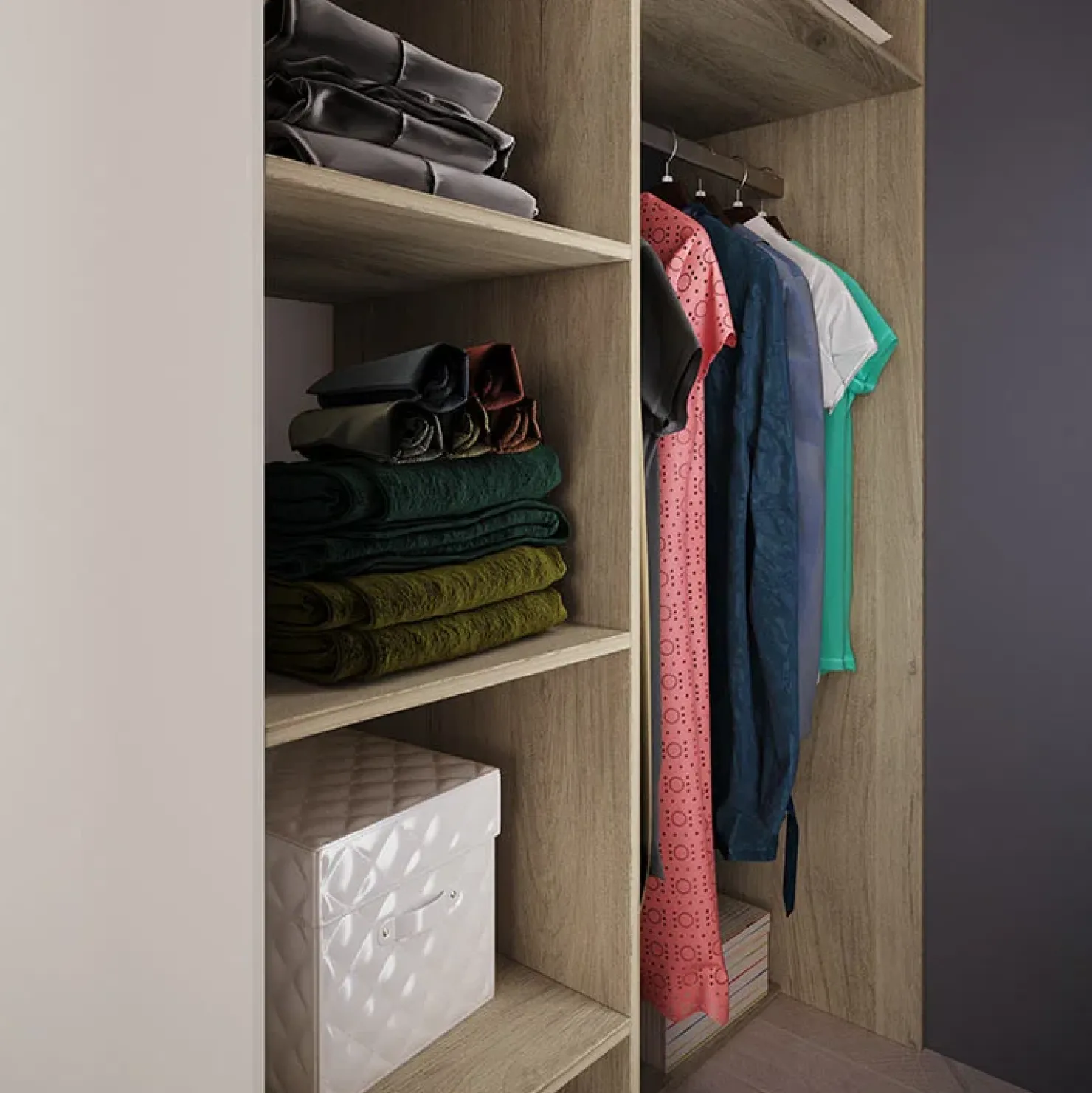 Garnero Arredamenti Cabina armadio 148x199h cm ad angolo rovere champagne beige Fabio Gihome® Sale