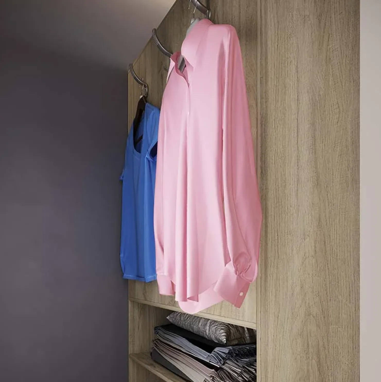 Garnero Arredamenti Cabina armadio 148x199h cm ad angolo rovere champagne beige Fabio Gihome® Sale