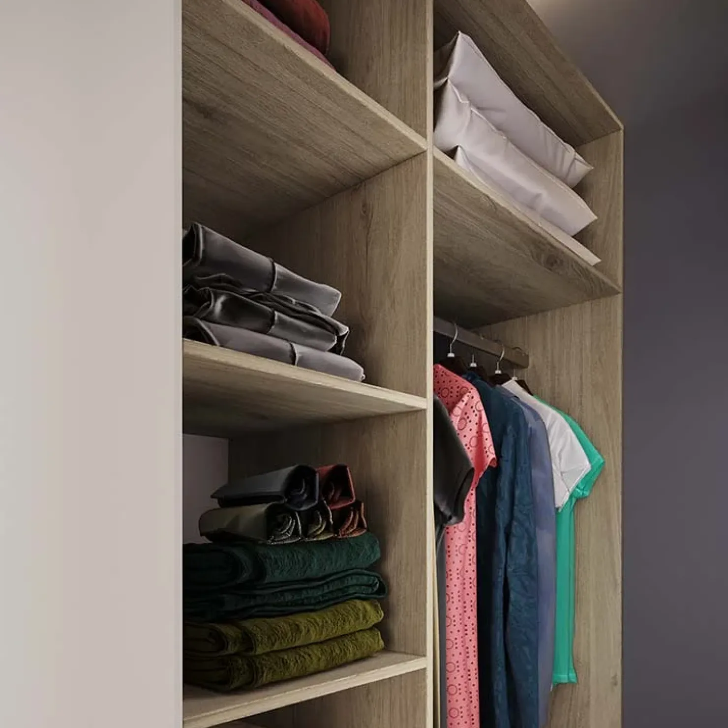 Garnero Arredamenti Cabina armadio 148x199h cm ad angolo rovere champagne beige Fabio Gihome® Sale