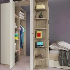 Garnero Arredamenti Cabina armadio 148x199h cm ad angolo rovere champagne beige Fabio Gihome® Sale