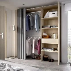 Garnero Arredamenti Cabina armadio 160x205h cm allungabile moderno aperto con tenda noce Gover Rovere New