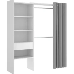 Garnero Arredamenti Cabina armadio 160x205h cm allungabile moderno aperto con tenda bianco Gover Bianco Opaco Outlet