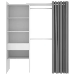 Garnero Arredamenti Cabina armadio 160x205h cm allungabile moderno aperto con tenda bianco Gover Bianco Opaco Outlet