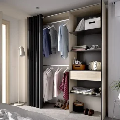 Garnero Arredamenti Cabina armadio 160x205h cm allungabile moderno con tenda rovere grafite Gover Rovere - Antracite Outlet