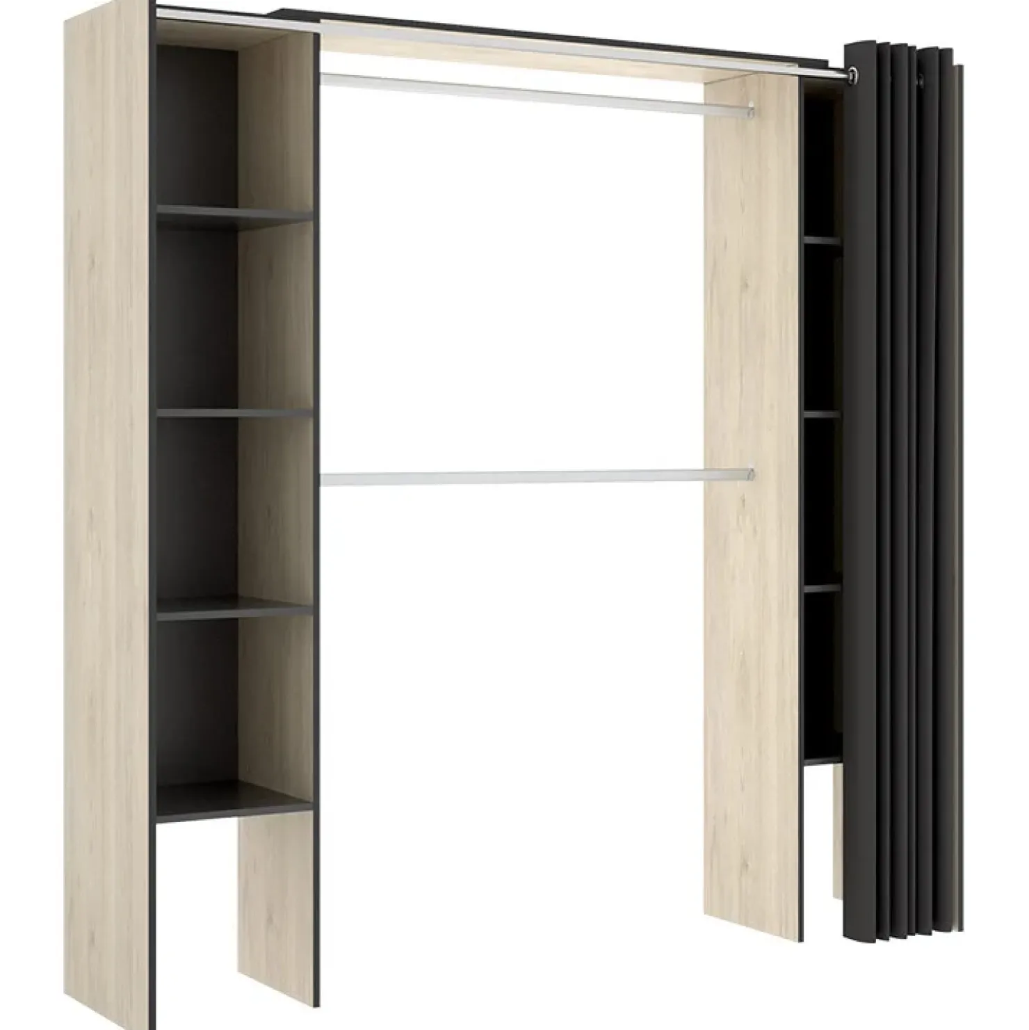 Garnero Arredamenti Cabina armadio 180x205h cm allungabile moderno aperto con tenda rovere grafite Simpli Rovere - Antracite Sale