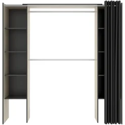 Garnero Arredamenti Cabina armadio 180x205h cm allungabile moderno aperto con tenda rovere grafite Simpli Rovere - Antracite Sale