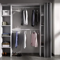 Garnero Arredamenti Cabina armadio 180x205h cm allungabile moderno aperto con tenda bianco Simpli Bianco Opaco Best