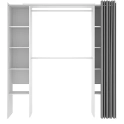 Garnero Arredamenti Cabina armadio 180x205h cm allungabile moderno aperto con tenda bianco Simpli Bianco Opaco Best