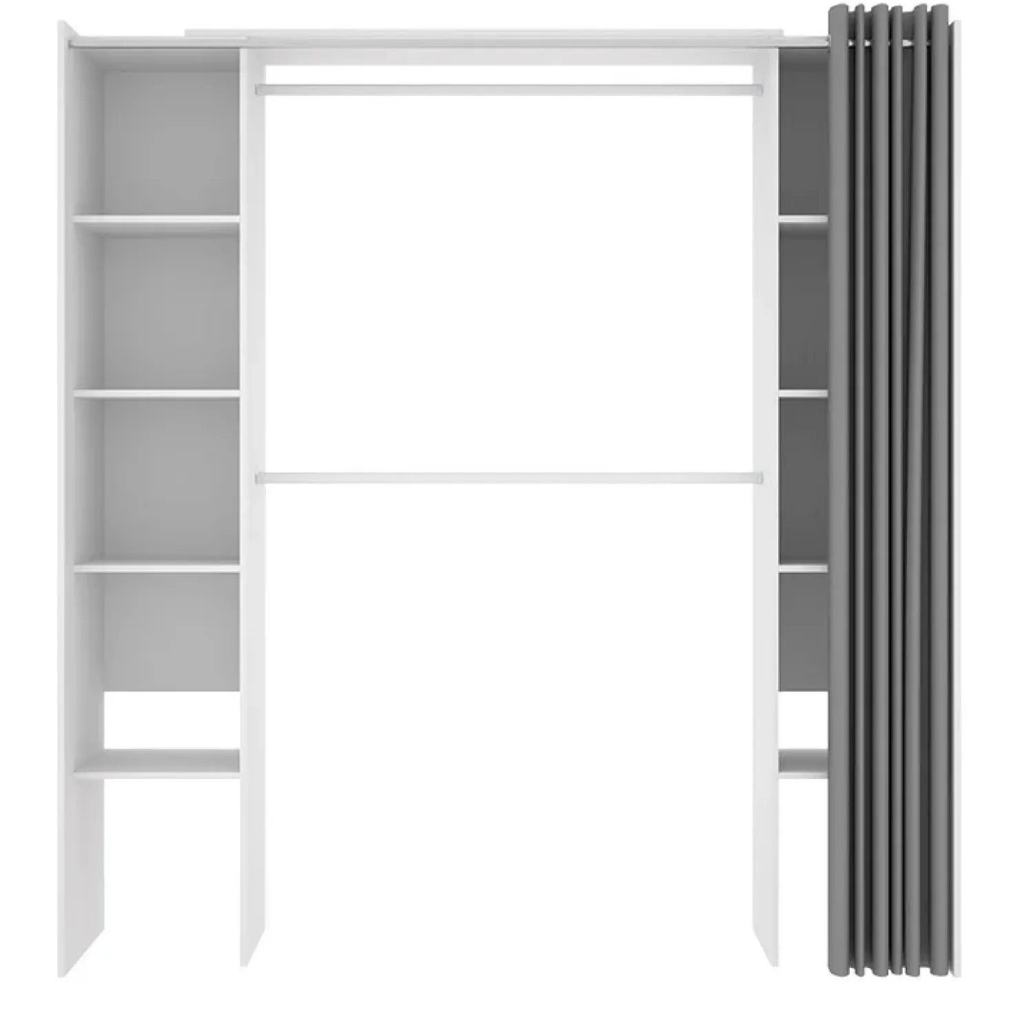 Garnero Arredamenti Cabina armadio 180x205h cm allungabile moderno aperto con tenda bianco Simpli Bianco Opaco Best