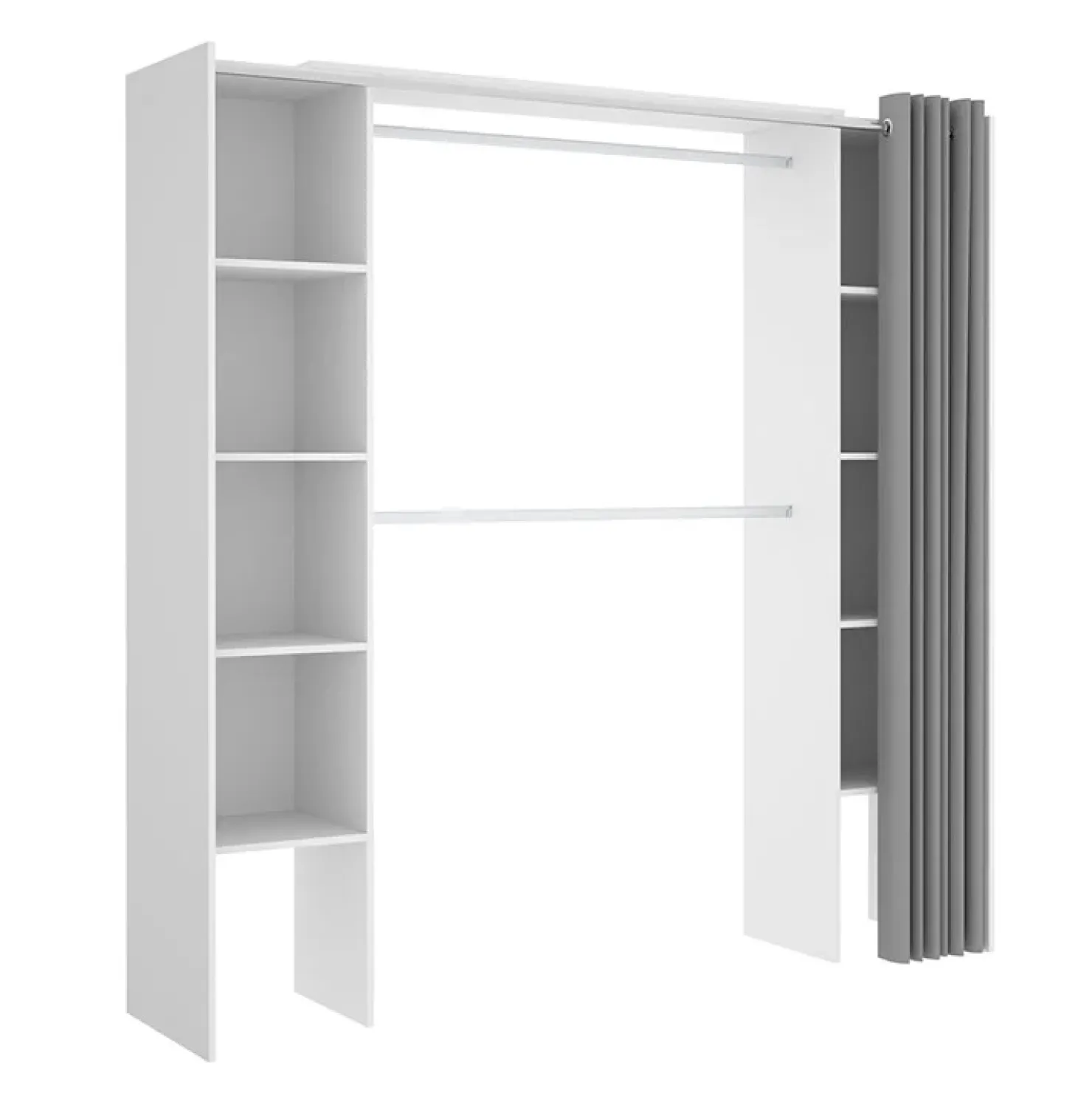 Garnero Arredamenti Cabina armadio 180x205h cm allungabile moderno aperto con tenda bianco Simpli Bianco Opaco Best
