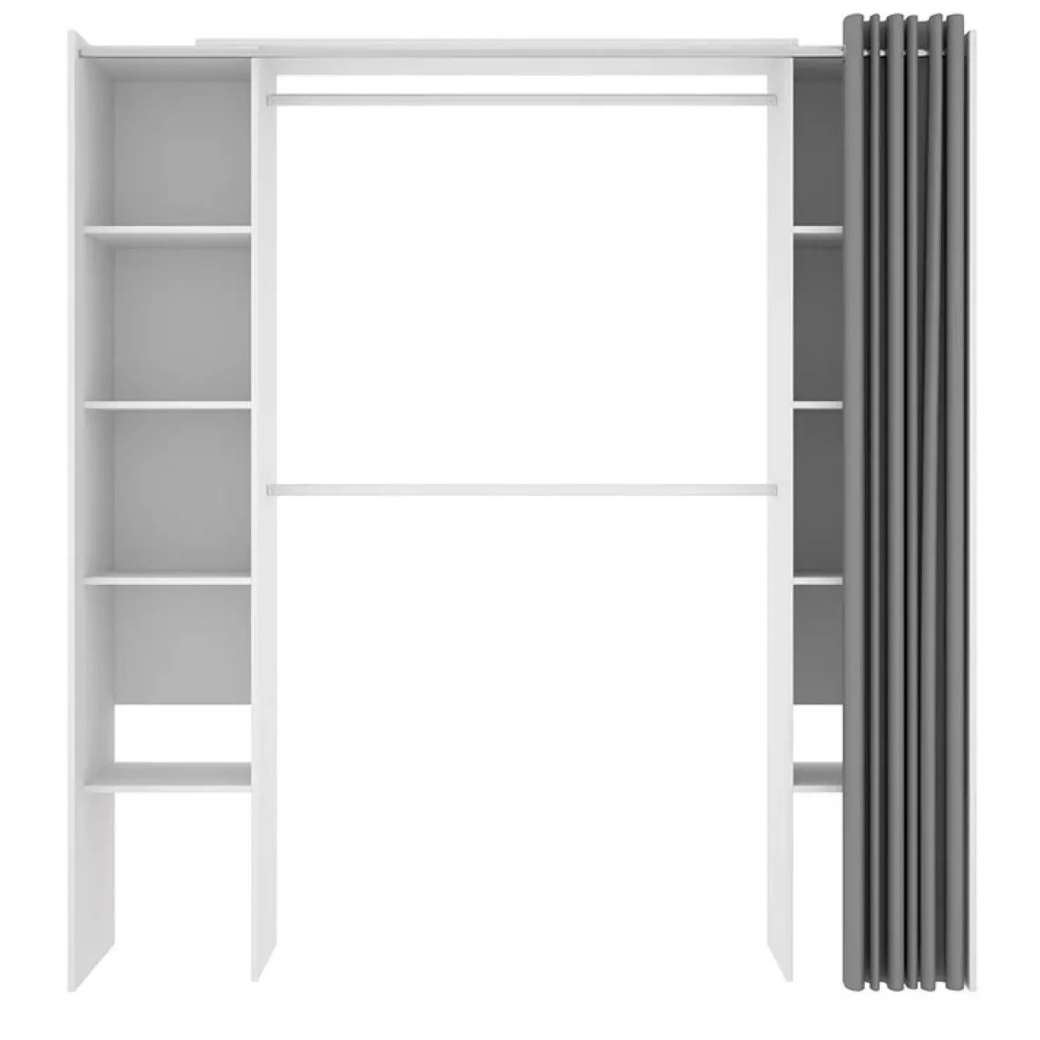 Garnero Arredamenti Cabina armadio 180x205h cm allungabile moderno aperto con tenda bianco Simpli Bianco Opaco Best