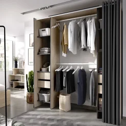 Garnero Arredamenti Cabina armadio 179x205h cm con cassetti moderno aperto rovere e grafite Loder Sale