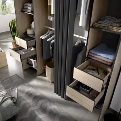 Garnero Arredamenti Cabina armadio 179x205h cm con cassetti moderno aperto rovere e grafite Loder Sale