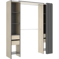 Garnero Arredamenti Cabina armadio 179x205h cm con cassetti moderno aperto rovere e grafite Loder Sale