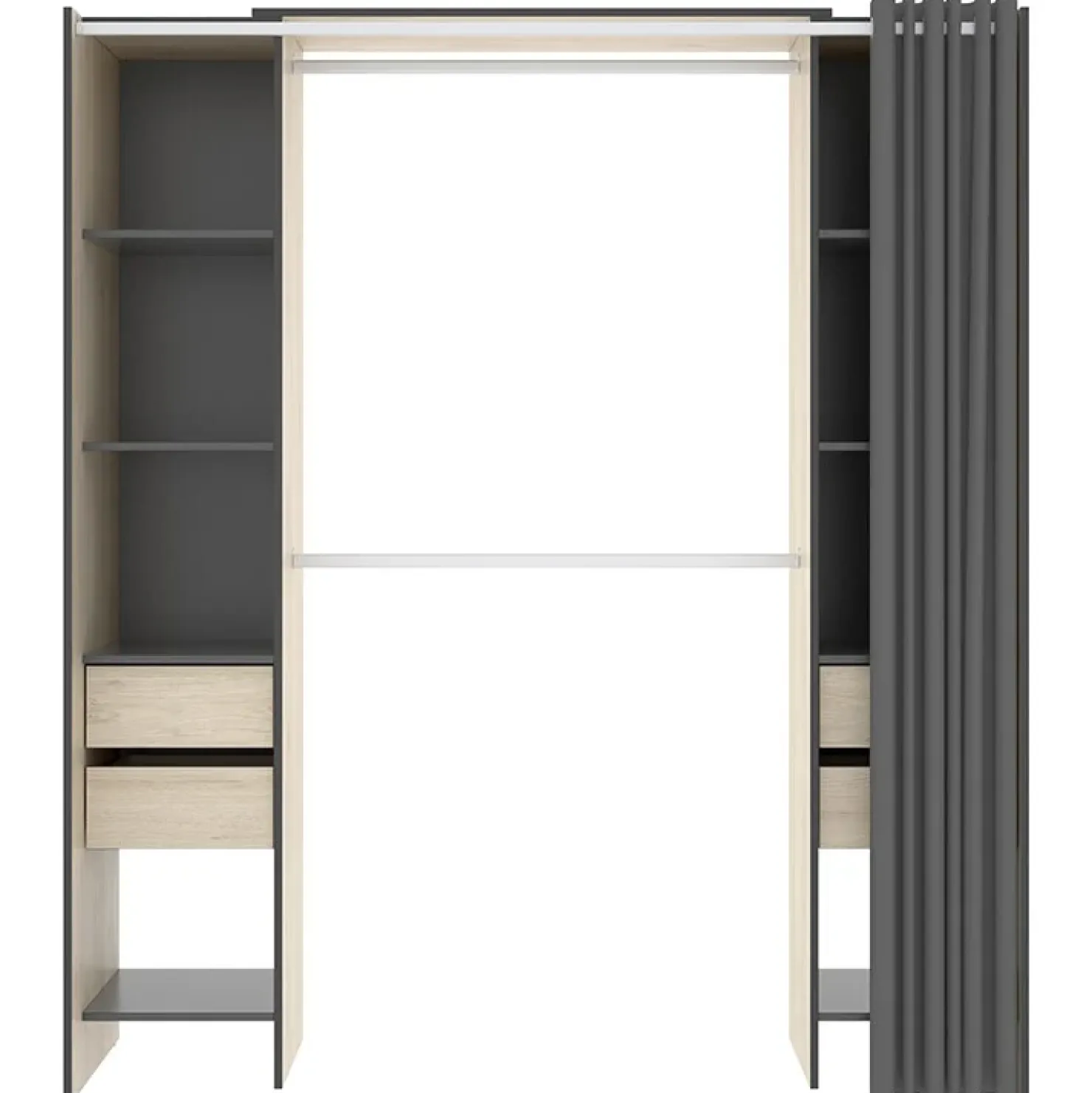 Garnero Arredamenti Cabina armadio 179x205h cm con cassetti moderno aperto rovere e grafite Loder Sale