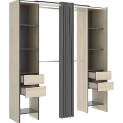 Garnero Arredamenti Cabina armadio 179x205h cm con cassetti moderno aperto rovere e grafite Loder Sale