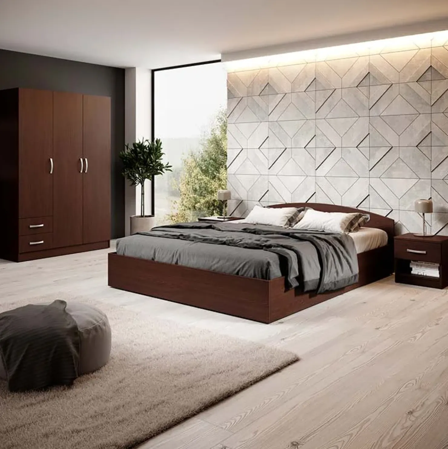 Garnero Arredamenti Camera completa alla francese moderna Tropea Wengè Clearance