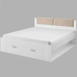 Garnero Arredamenti Camera completa con letto matrimoniale 160x200cm pino bianco beige Cortina Bianco Frassinato Discount