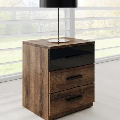 Garnero Arredamenti Camera completa con letto matrimoniale 160x200cm rovere scuro nero lucido Cortina Gihome® Nero Lucido - Wengè Online