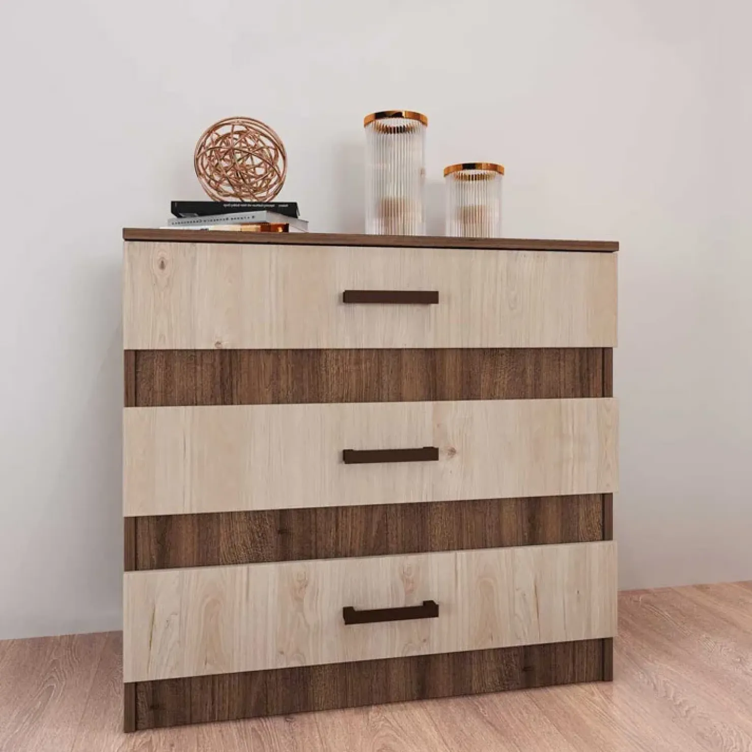 Garnero Arredamenti Camera completa matrimoniale con comò moderna rovere scuro-chiaro Rovigo New